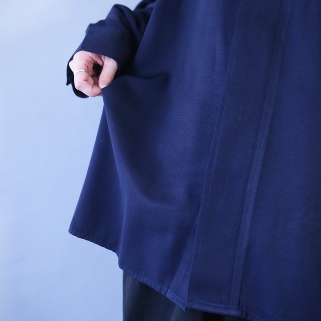 "刺繍" loose silhouette band-collar fry-front minimal mode shirt