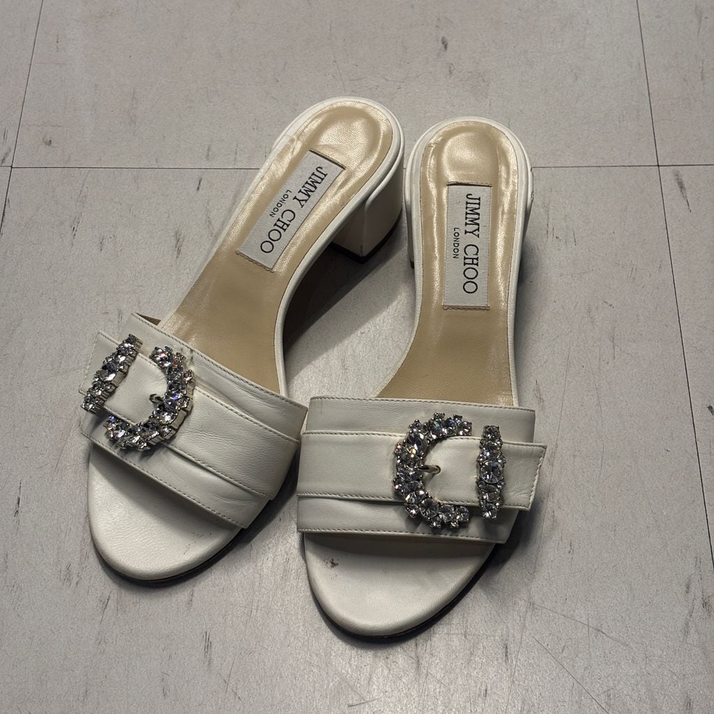 ジミーチュウ jimmy choo サンダル ミュール JIMMY CHOO ジミーチュウ Crystal Buckle Leather Mule Sandals