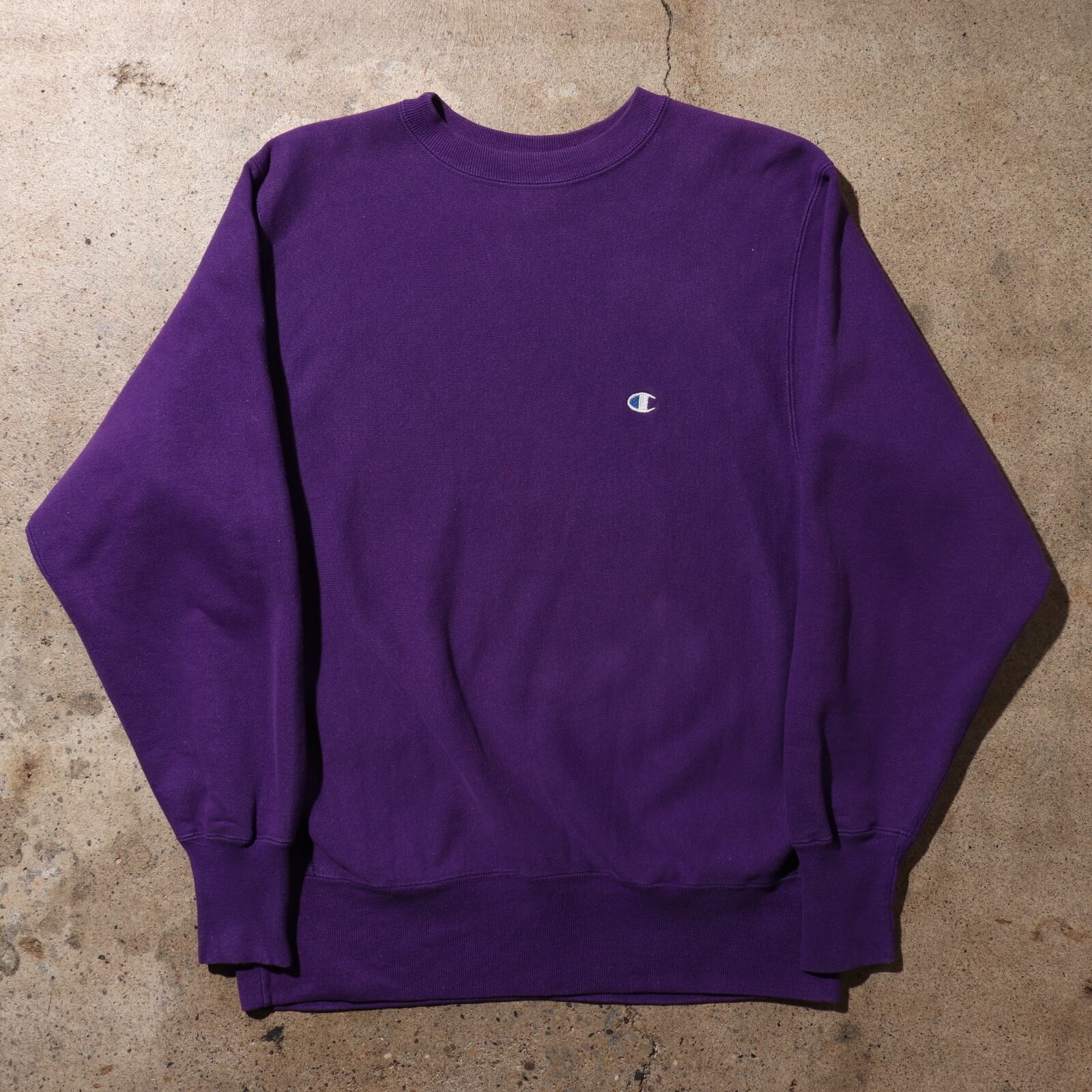 美品 90s L 紫 リバースウィーブ 無地 スウェット チャンピオン