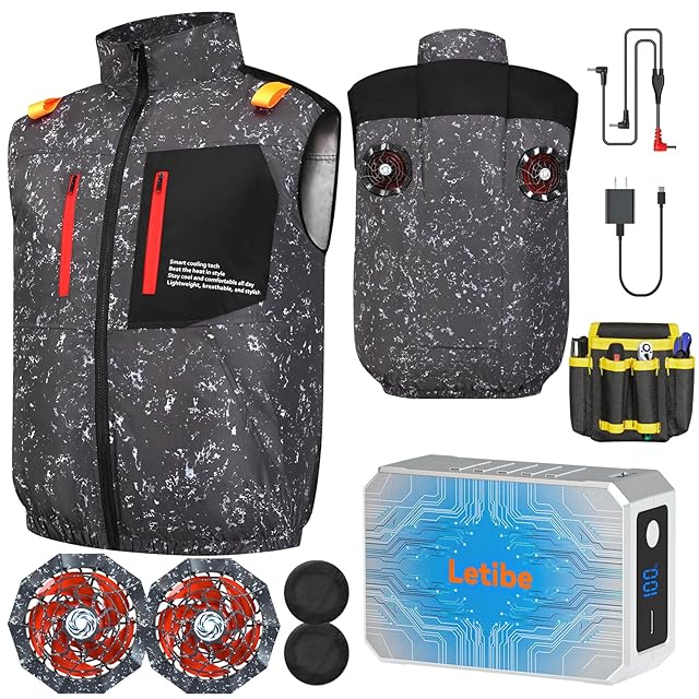 Letibeファン付きベスト ハイバックファン 空調服 ファンバッテリーセット Letibeファン付きベスト ハイバックファン 空調服 ファン