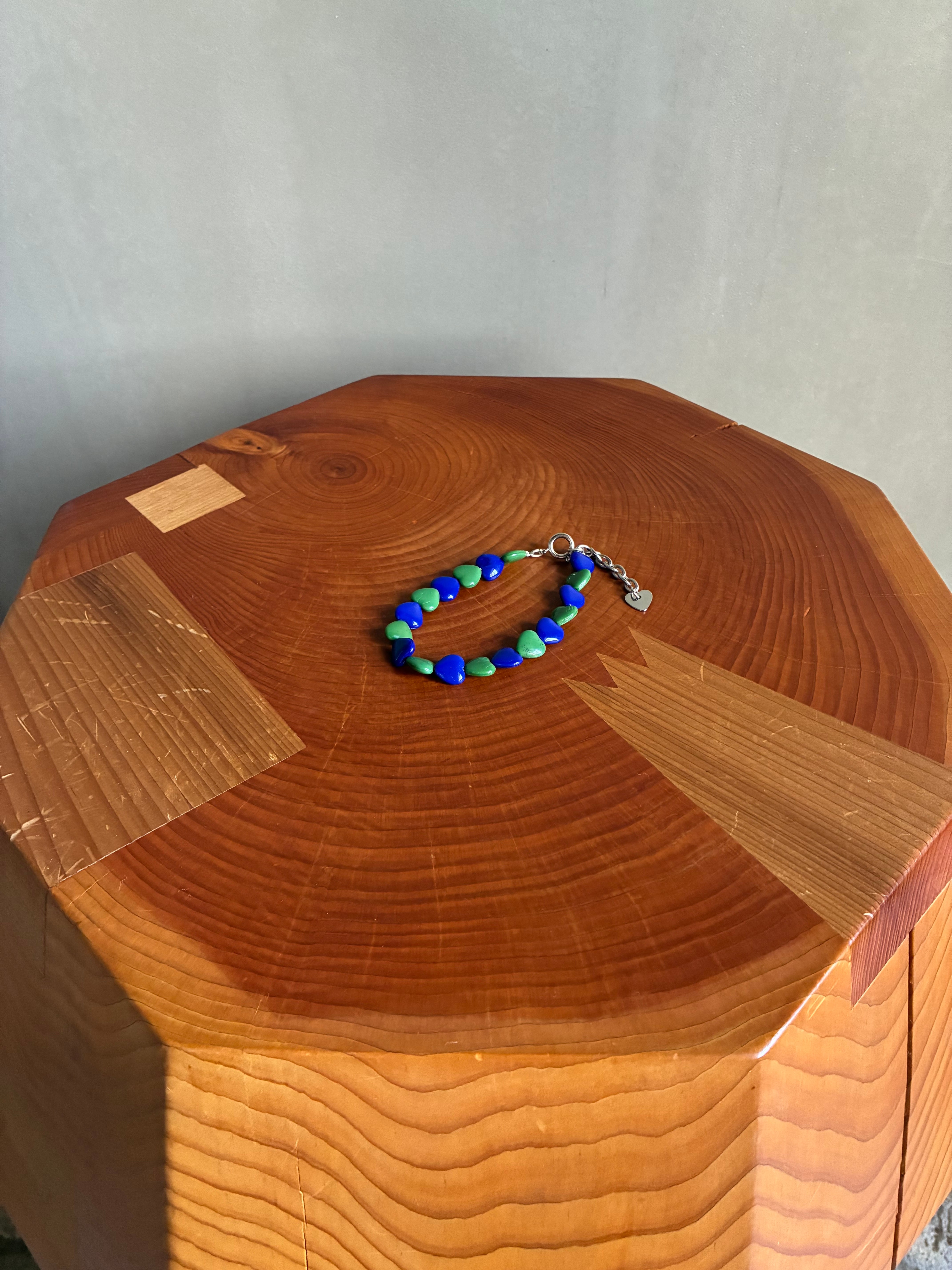 Daniel et Lili【60's vintage heart bracelet -green×skyblue-】