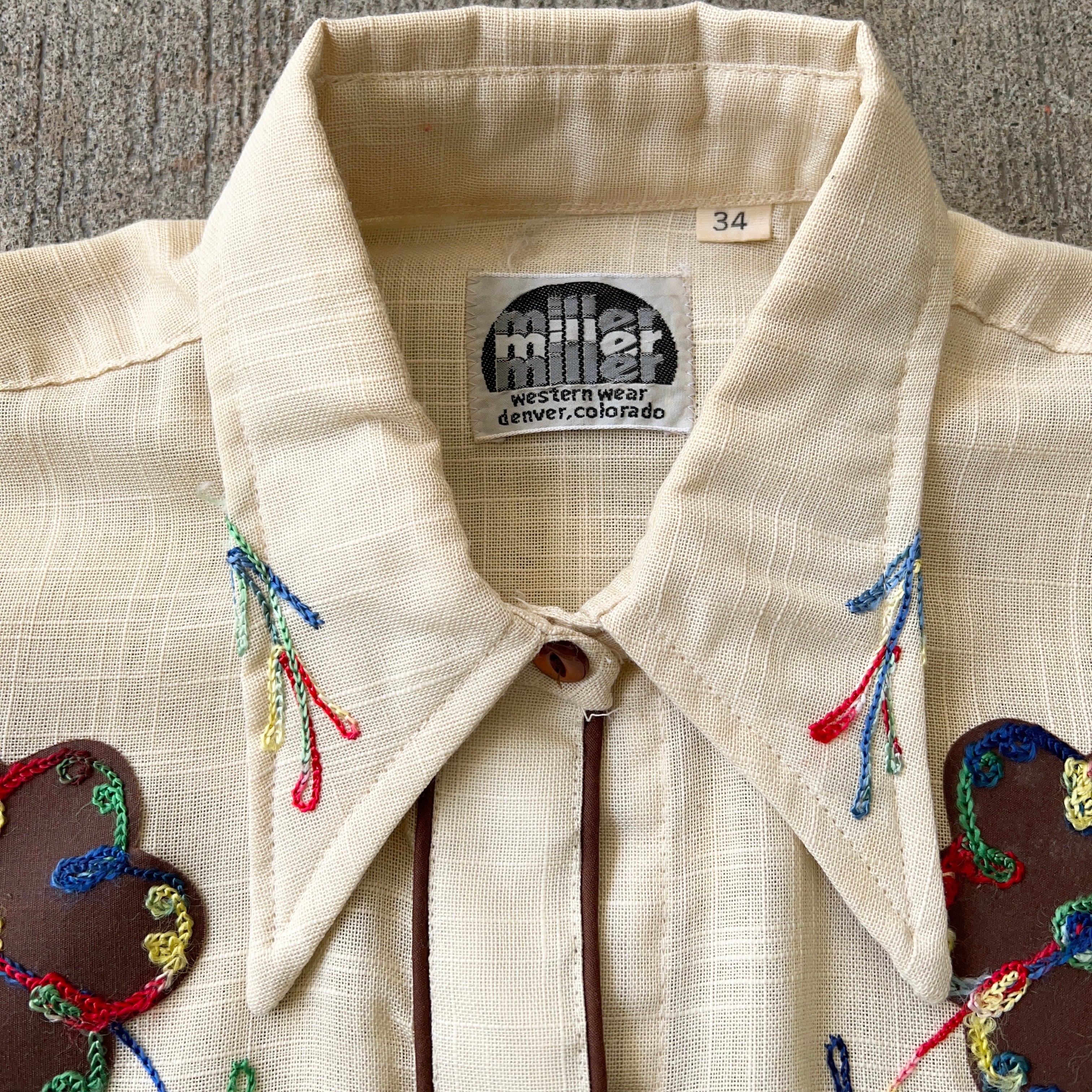 70's Miller 刺繍ウエスタンシャツ SIZE 34【0701A180 70's Miller 刺繍ウエスタンシャツ SIZE 34【0701A180