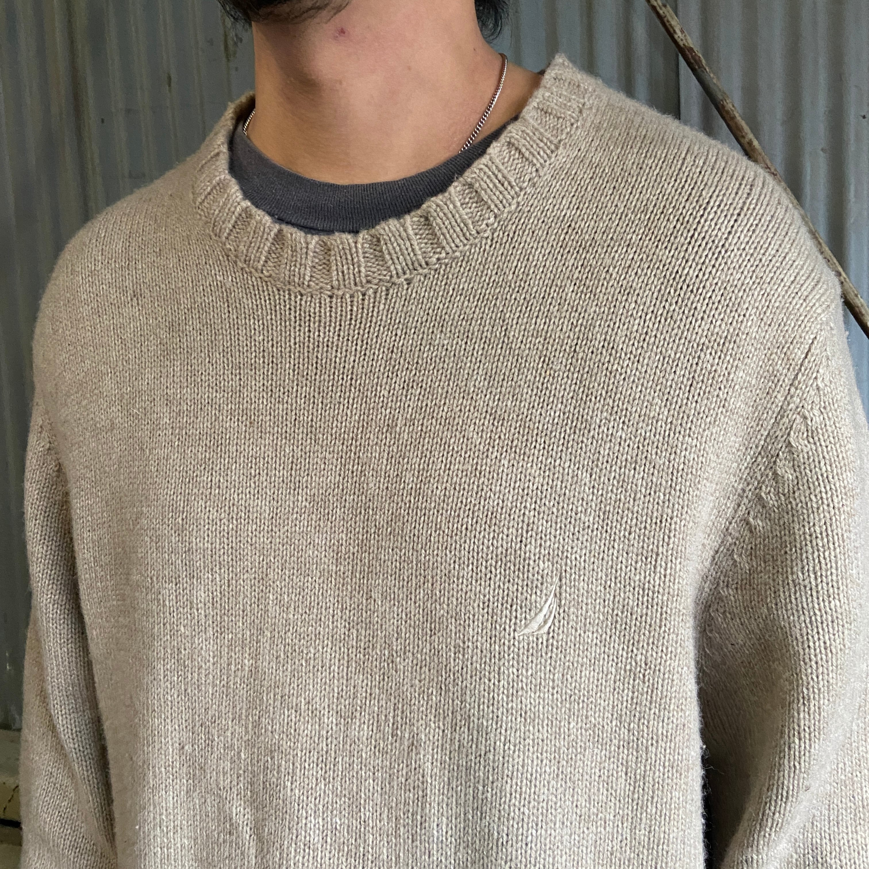【デザインニット】スペイン製　ニット　セーター　ボルドー　男子　ビッグサイズ