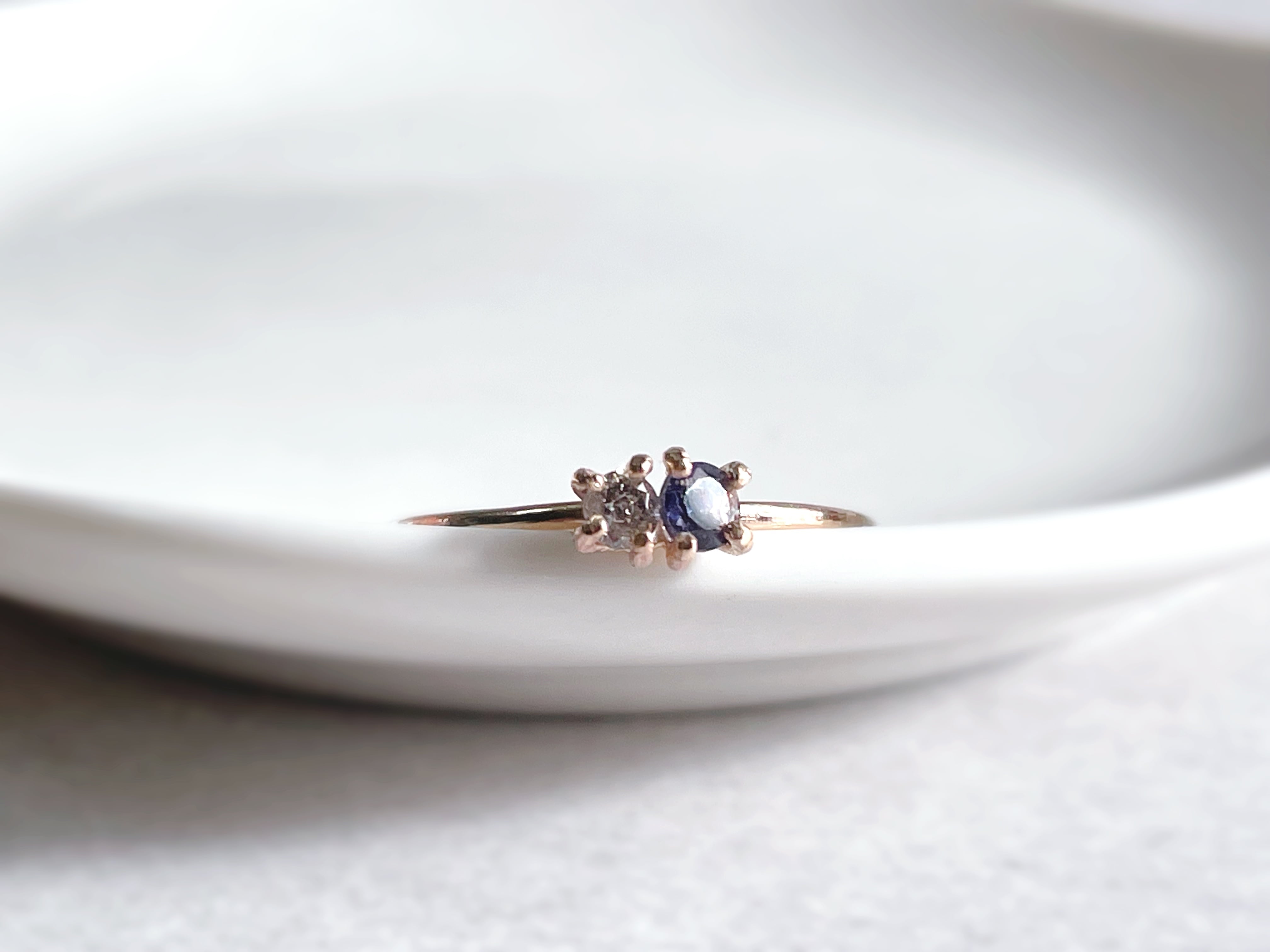 Diamond and Iolite Ring