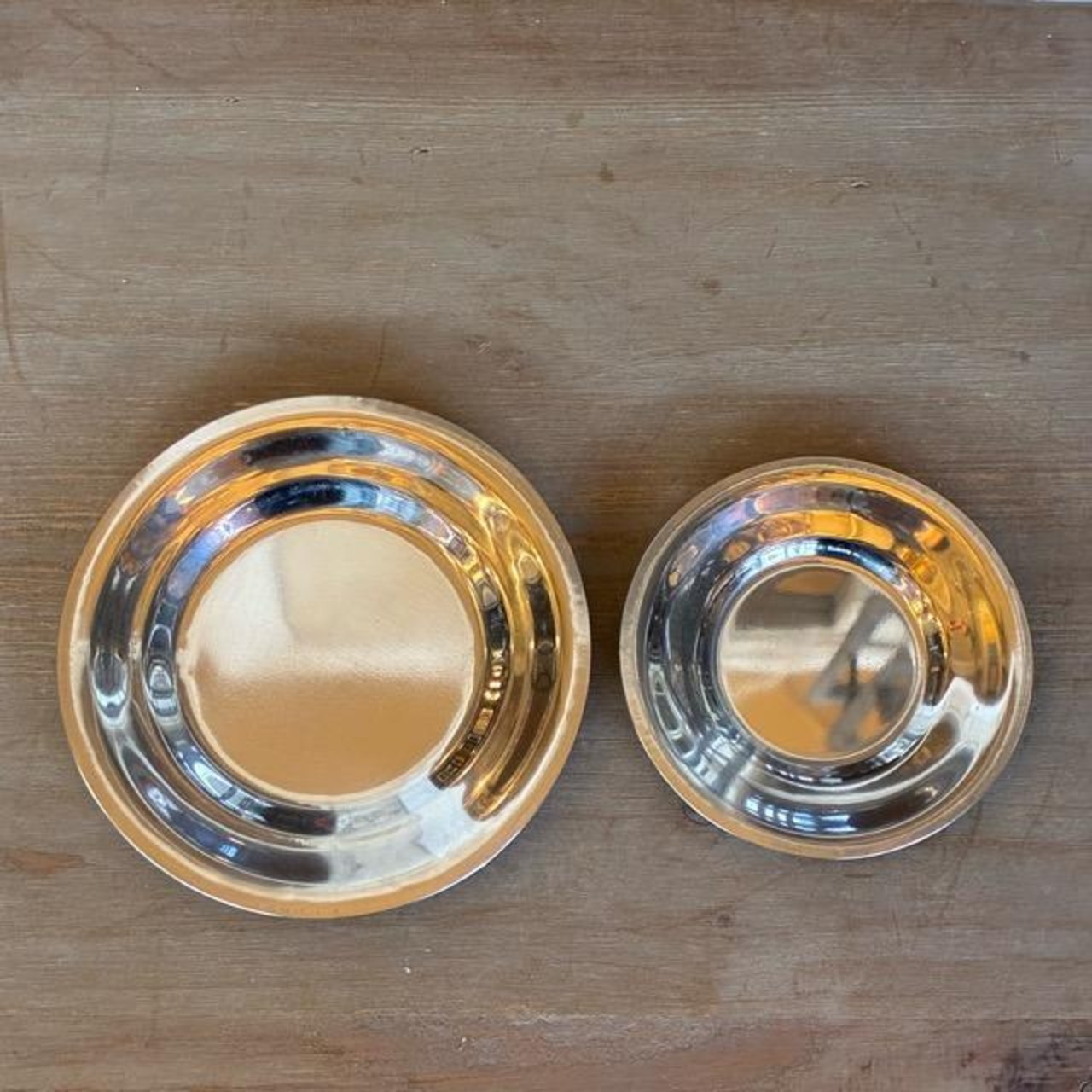 India Stainless Steel Chutney Tray, Large, Round, Perfect for Chutney, Outdoor Use, Small Plate, Coaster, Ships by Mail