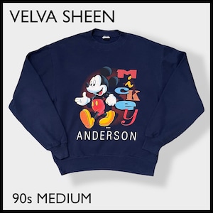 【VELVA SHEEN】90s USA製 Disney ディズニー ミッキーマウス プリント ロゴ スウェット トレーナー イラスト オールド ヴィンテージ ベルバシーン US古着