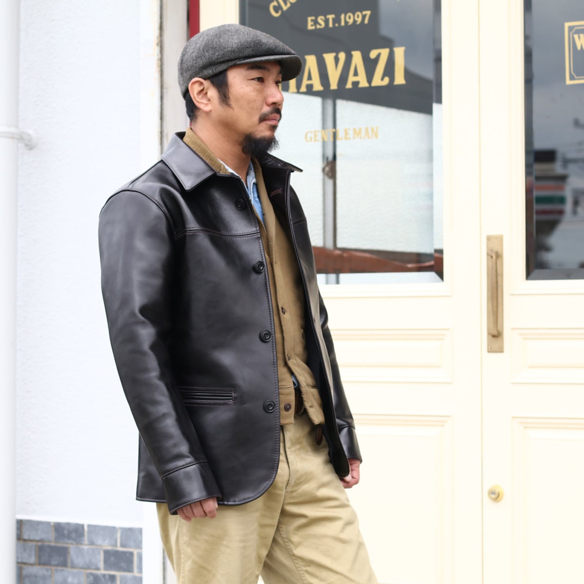 Y'2 LEATHER ワイツーレザー ANILINE STEER ROUNDED HEM CAR COAT