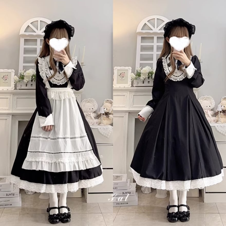 メイドロリータ エプロン 英国風 ヴィクトリアン コンカフェ向け