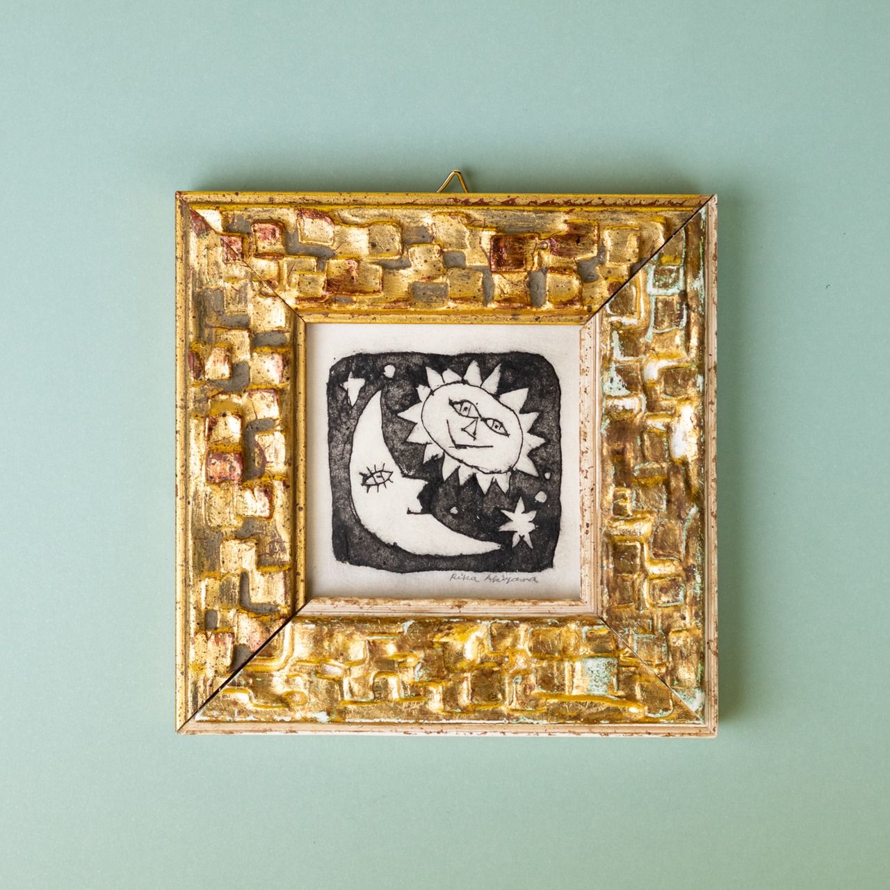 < あきやまりか > 版画作品 - 太陽と月