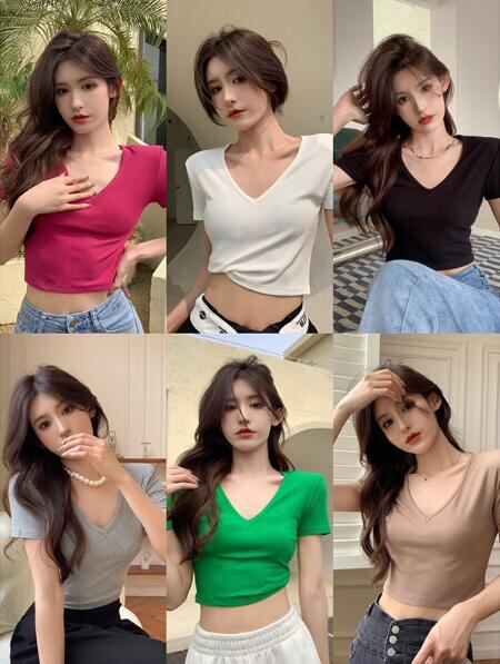 注目すべきアイテム 早い者勝ち Tシャツ 半袖 Vネック ショート 上品