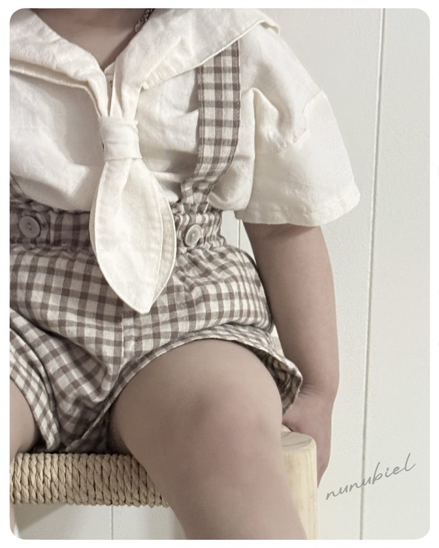 [nunubiel-kids] check suspender pants