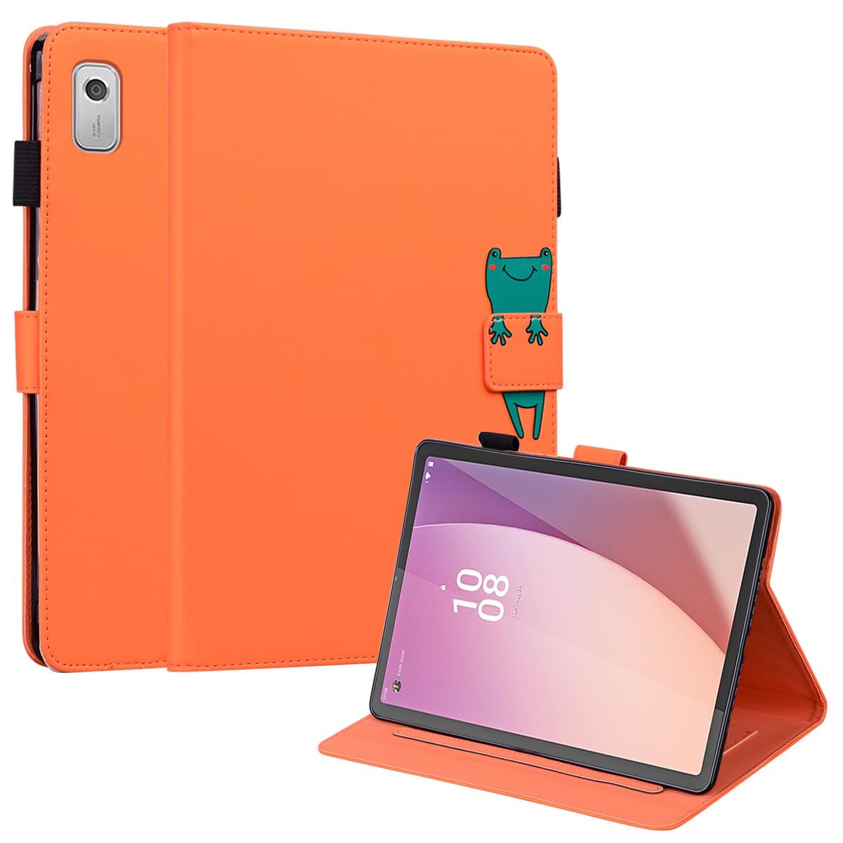 TEDTIKJT Lenovo Tab M9 ケース Lenovo Tab B9 ケース 手帳型【全5色】 レノボ Tab M9 カバー 2022 2023 ケース スムーズなPU レザー 財布型 TB-310FU ケース 耐衝撃 内蔵マグネット スタンド 漫画の人形 Lenovo Tab M9/ Lenovo Tab B9 9.0インチ 対応(オレンジ)