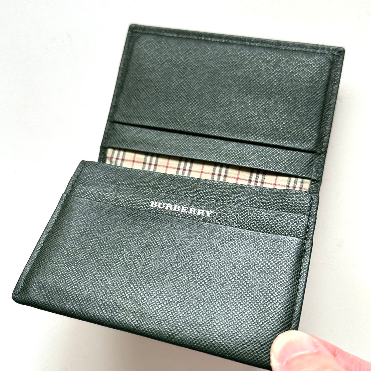 バーバリー BURBERRY 名刺入れ カードケース ノバチェック グリーン
