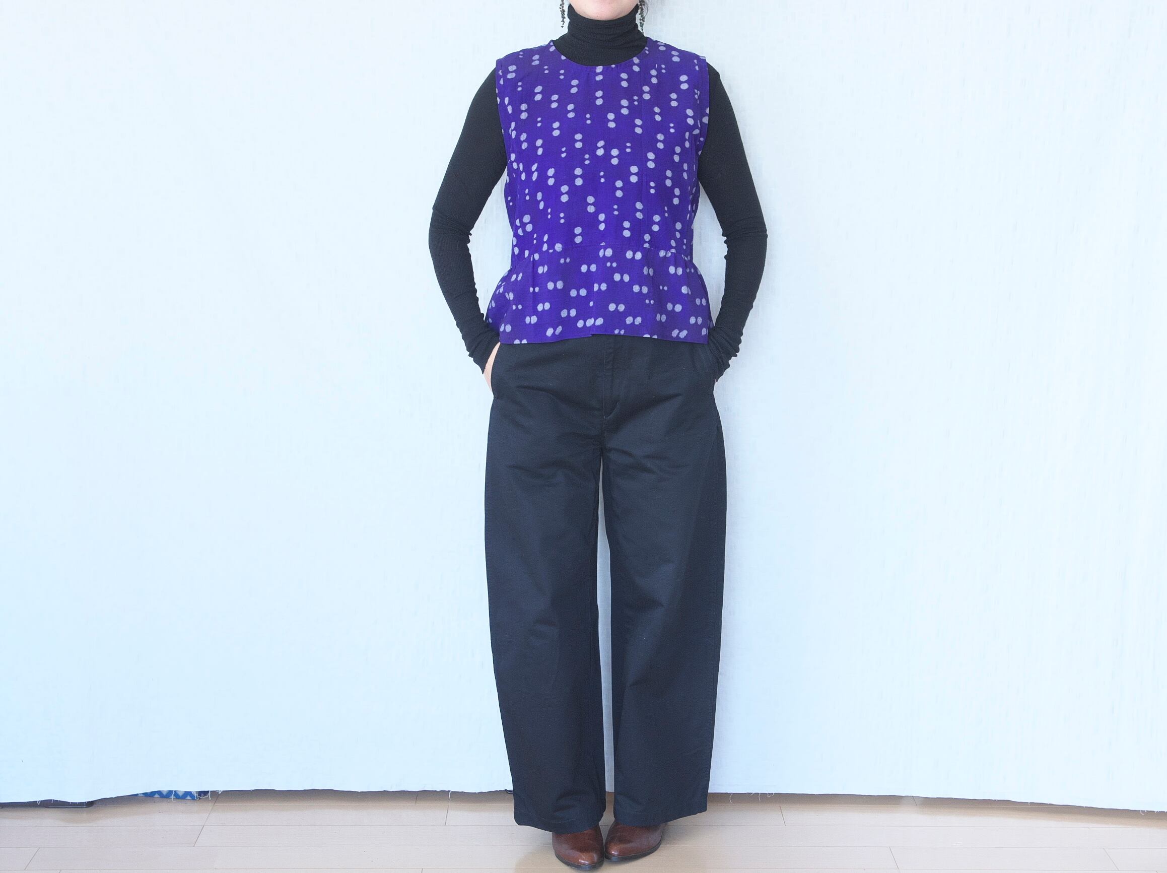 0825 ノースリーブペプラムプルオーバー