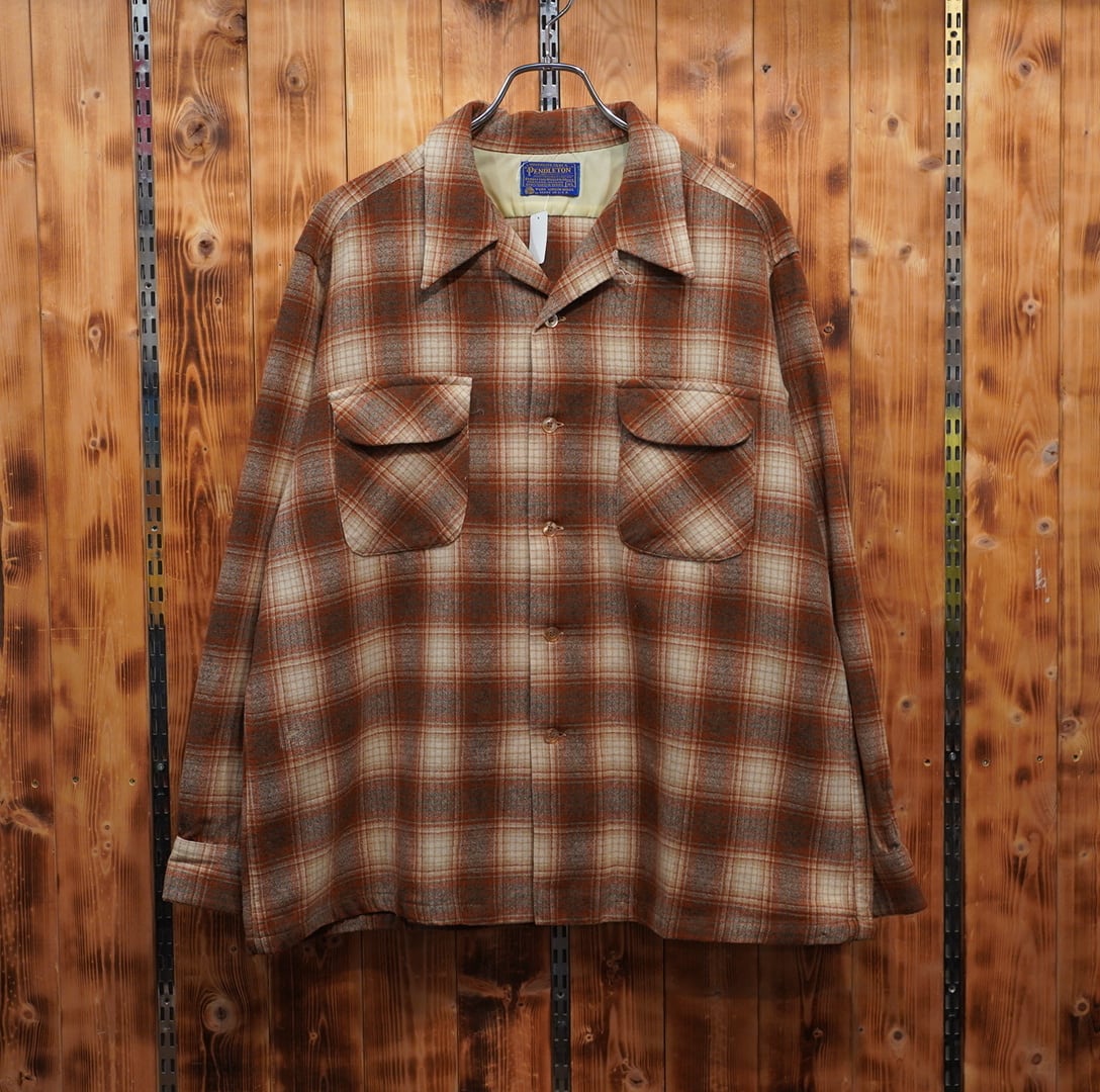 70s pendleton ボードシャツ XL/オンブレ ペンドルトン 開襟シャツ オープンカラーシャツ