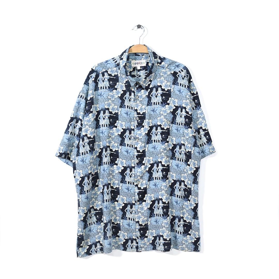 【90s】【カクテル柄】CAMPIA ☆レーヨン アロハシャツ オープンシャツ
