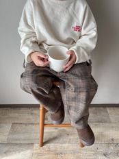 【アウトレット】check suspender pants