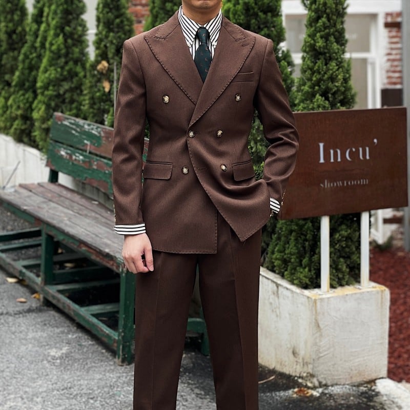 ブリティッシュピークドラペルダブルスーツ 3色展開 | Buona Vita