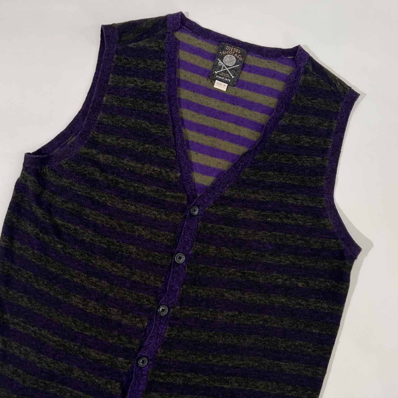 リネン混 DIESEL TRICOT&CO ディーゼル ボーダー ニット ベスト M/メンズ 麻