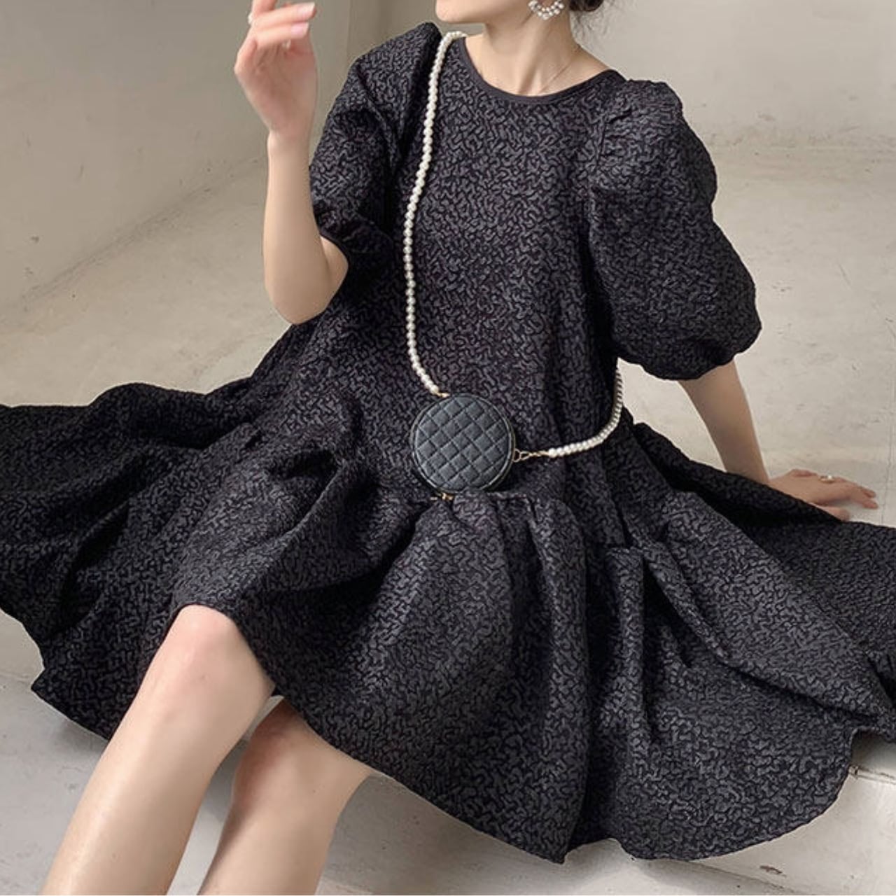 ジャガード フレア ワンピース 3412906