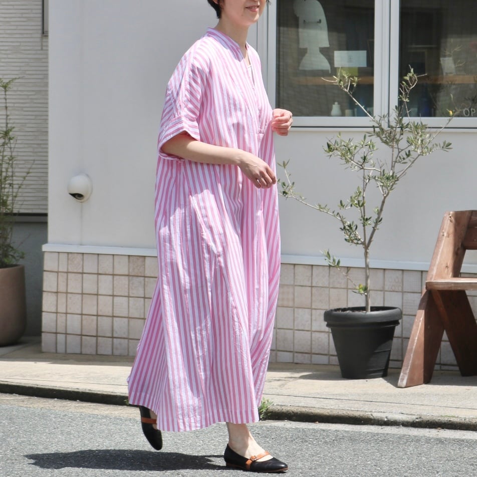 ne Quittez pas / POPLIN STRIPE BIG SHRITS DRESS｜PINK | Zakka so-la