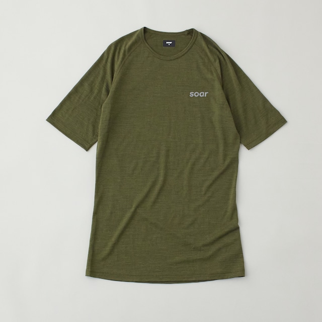 SOAR(ソアー)Short Sleeved Merino & Silk Base Layer メンズランニングTシャツKhaki
