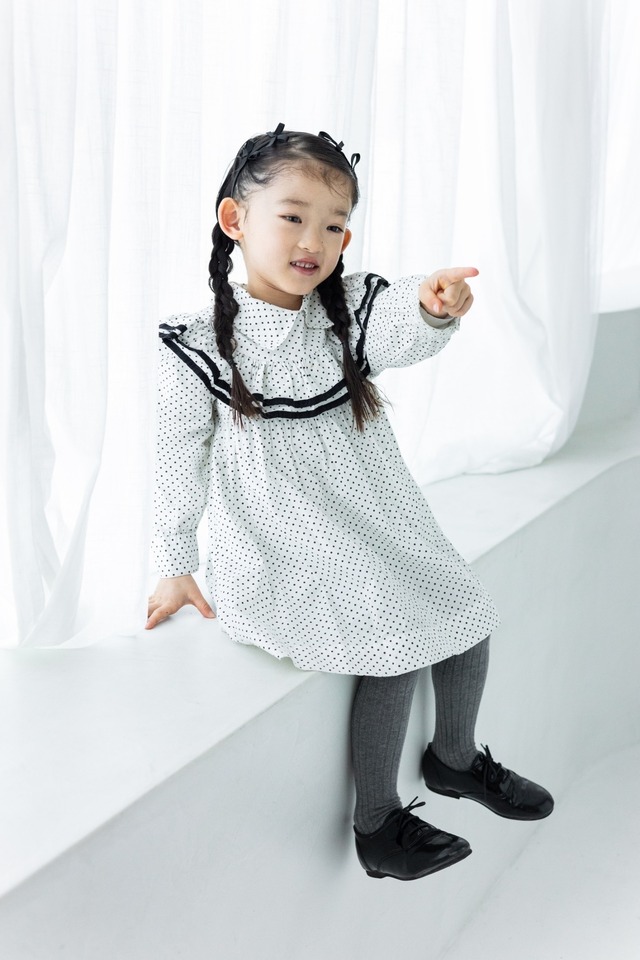 【即納】ドットフリルワンピース