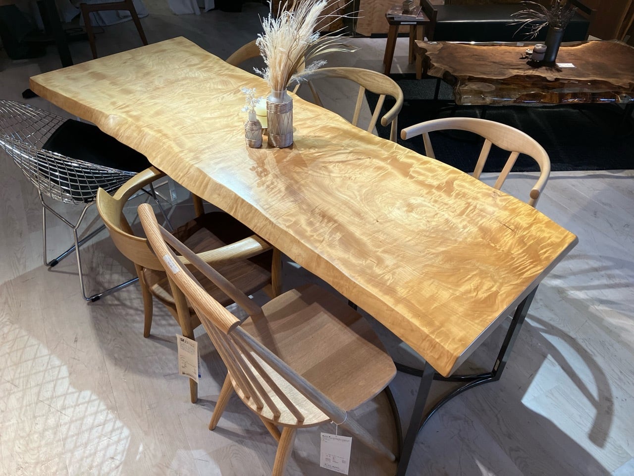 天然一枚板　サイドテーブル　3color 東谷 ラウンドサイドテーブル くすみカラー テーブル 机 家具 木