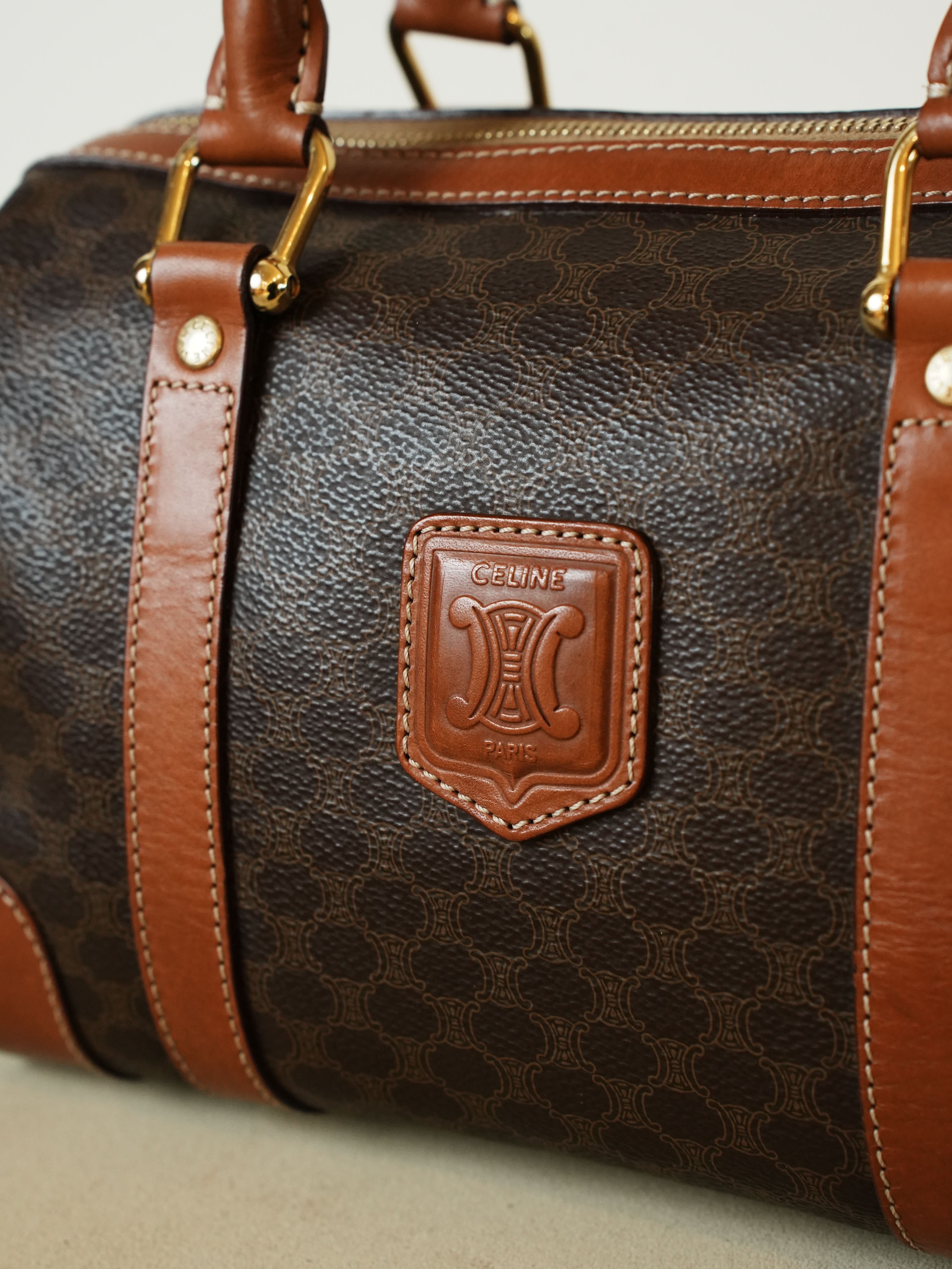 CELINE セリーヌ マカダム柄 ブラウン W26 ボストンバッグ | Raum Vintage