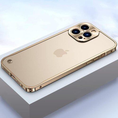新品》 iPhone13 Pro ケース ゴールド 組み付け式 マットクリア アルミ 