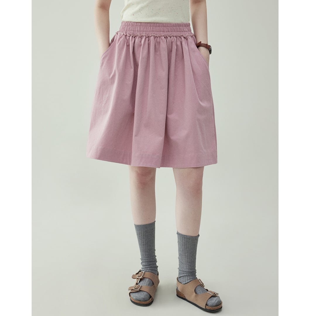 pink elastic waist mini skirt