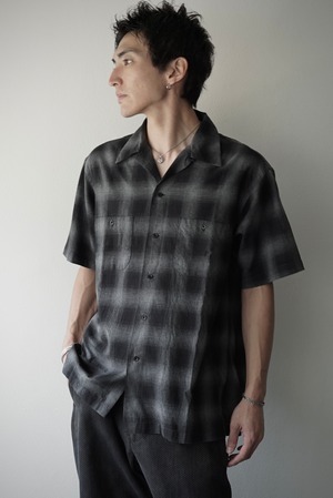【SAMPLE】lite Ombre Check / Open Collar H/S Shirts（SHADOW）