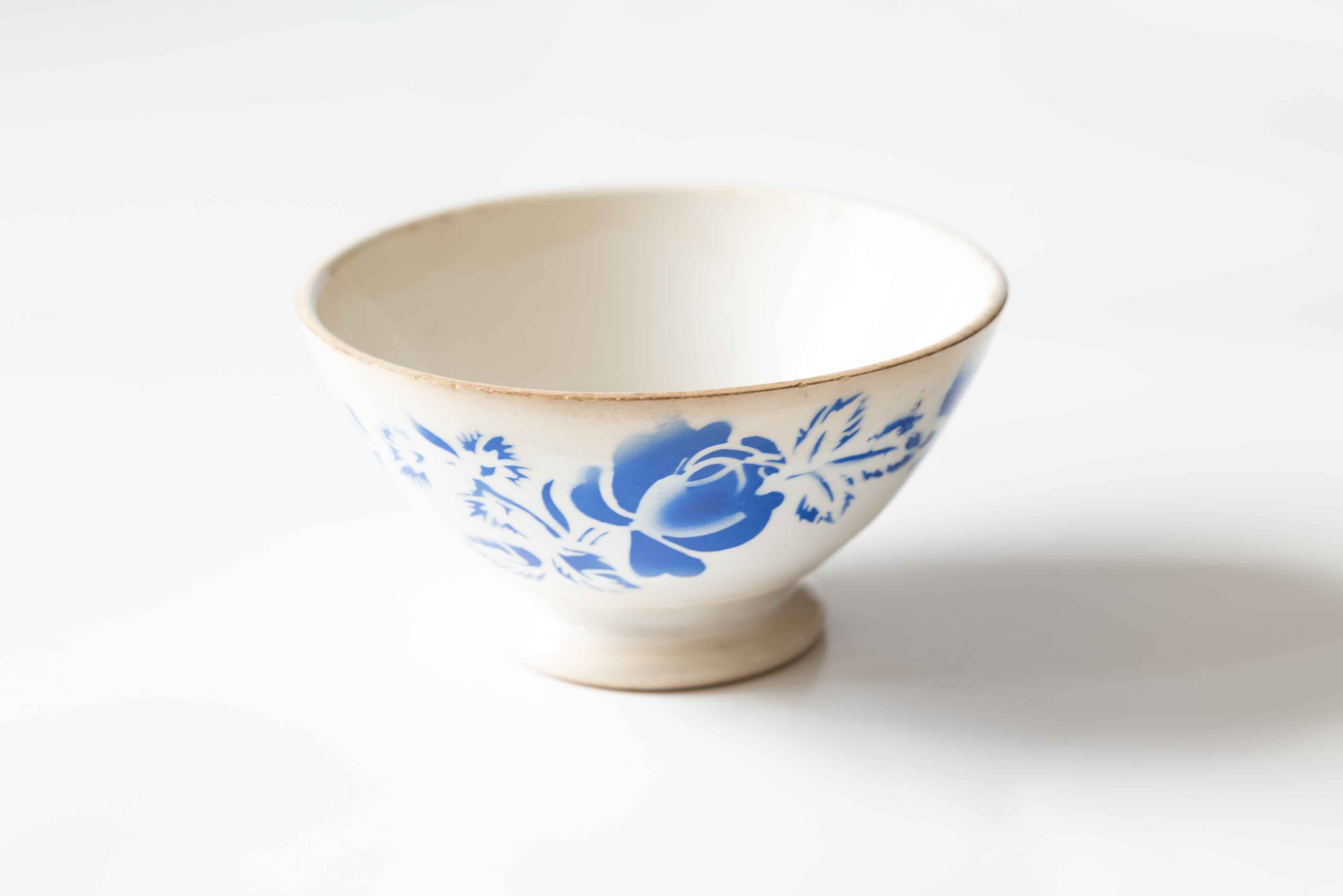 ミニカフェオレボウル フランス DIGOIN(ディゴアン)社製 青い薔薇柄