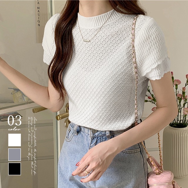 サマーニット レディーストップス 半袖