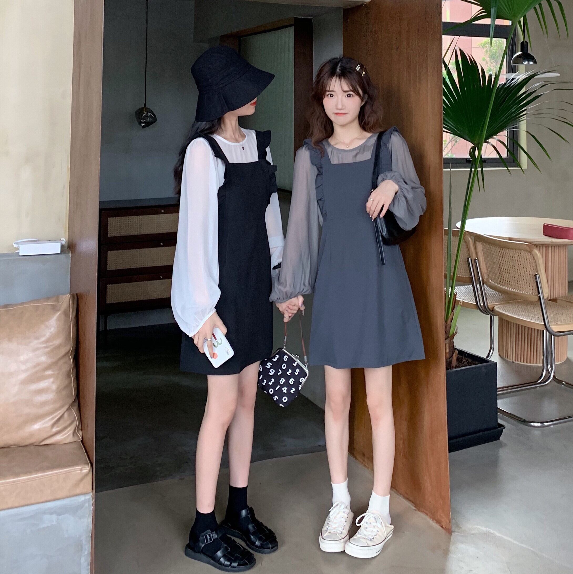 送料無料 シックな双子コーデセットアップ セットアップ ブラウス ワンピース 2点セット デート 着回し Lamitte Deco トレンド 韓国ファッション ショップ Base店