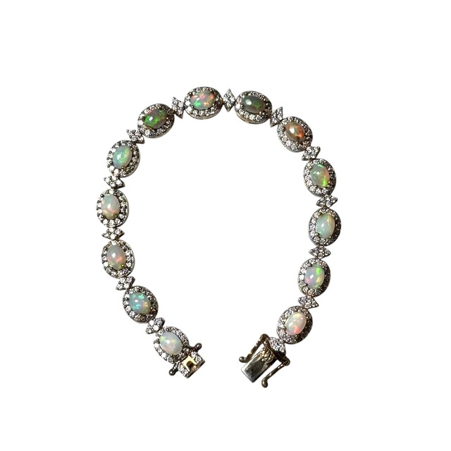 vintage silver opal tennis bracelet