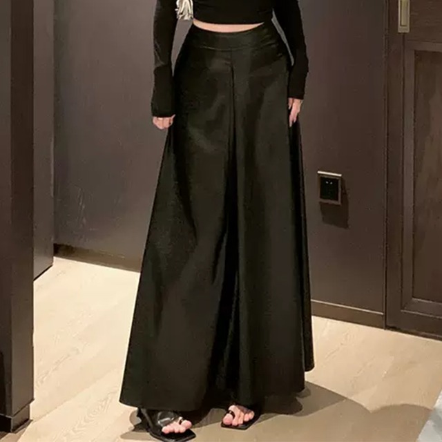 eco leather long skirt　10467