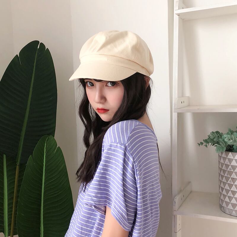 これらの文学と芸術オールマッチ八角形の帽子女性の純粋な色レトロな小さな新鮮なベレー帽カジュアルワイルドキャップタイド ブラック・アイド・ピーズ10485887881