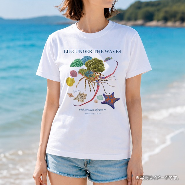 海の生きもの半袖Tシャツ（ニシキエビ）｜LIFE UNDER THE WAVES Model-15