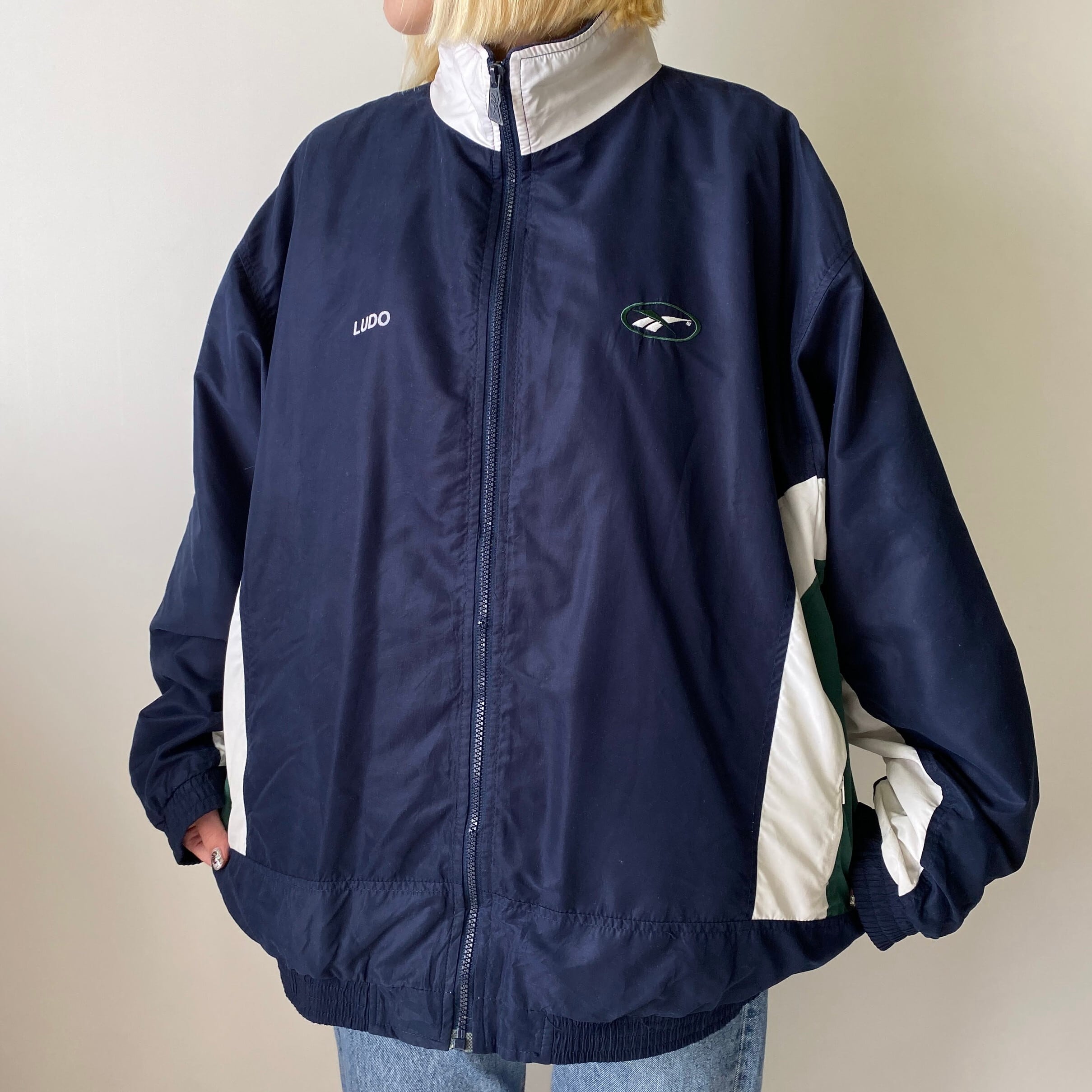 90年代 Reebok リーボック 切り替えし ロゴ刺? バック フロッキー