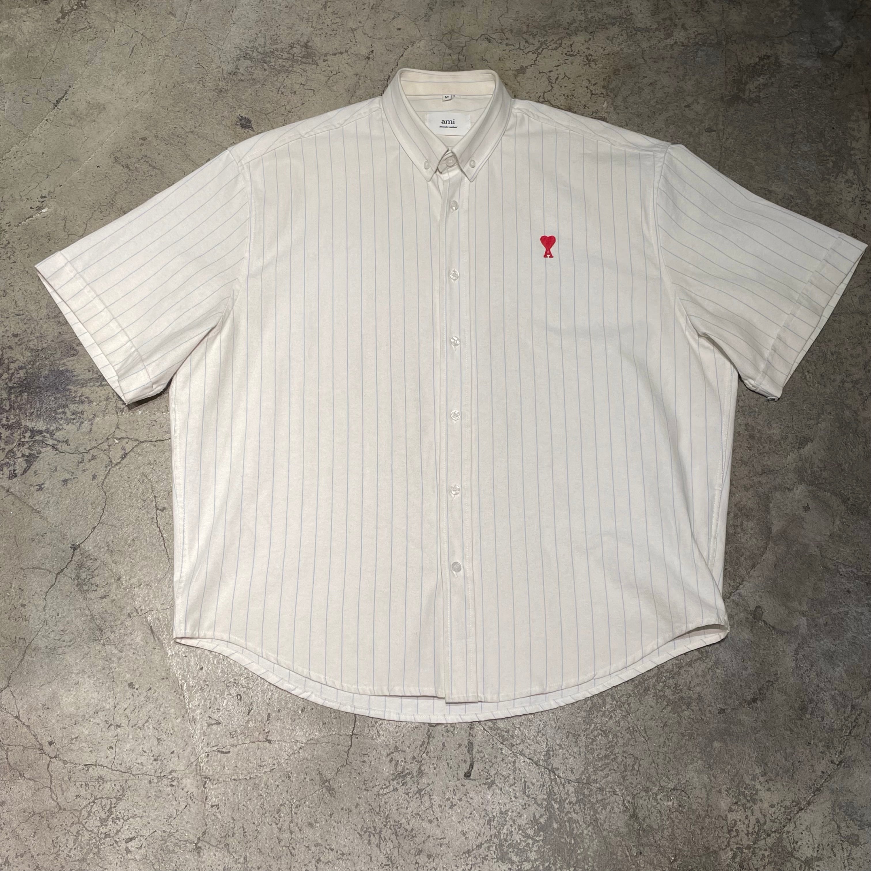 Ami Paris アミ パリス ストライプ半袖シャツ sizeM【表参道t 