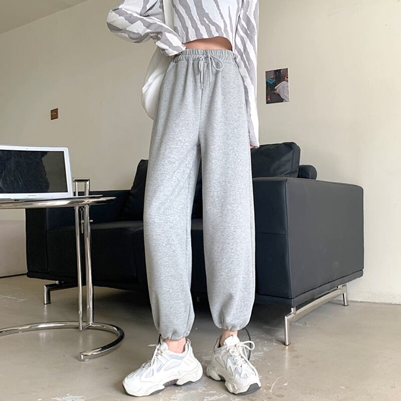 グレーパンツ オータムウィンターハイウェストカジュアルルーズ 秋物 冬物 スーパーモール42943258916