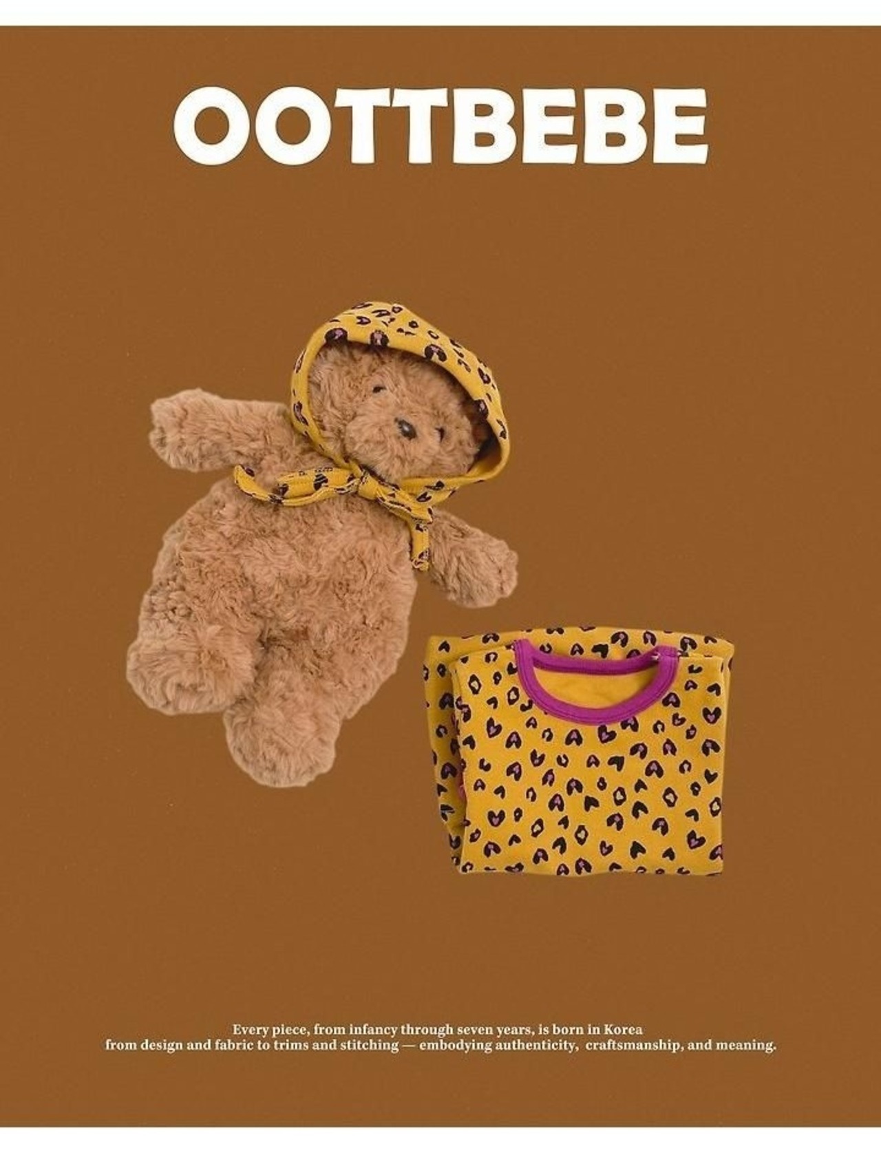 韓国子供服 / 26winter / oottbebe / ハートレオパードベビースーツ(ボンネットセット) / ベビー / 冬服 *S~M*