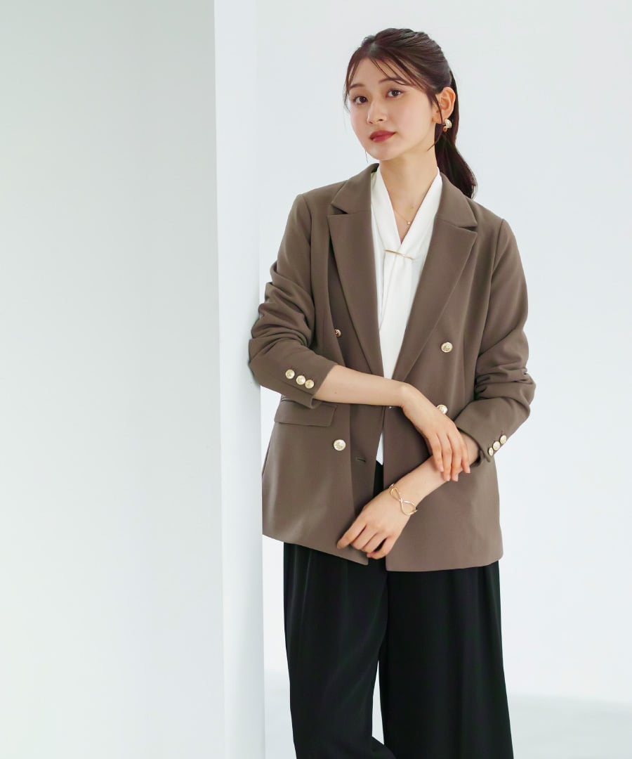 25AW】洗えて動けるワーママダブルジャケット【手洗いできるハイ