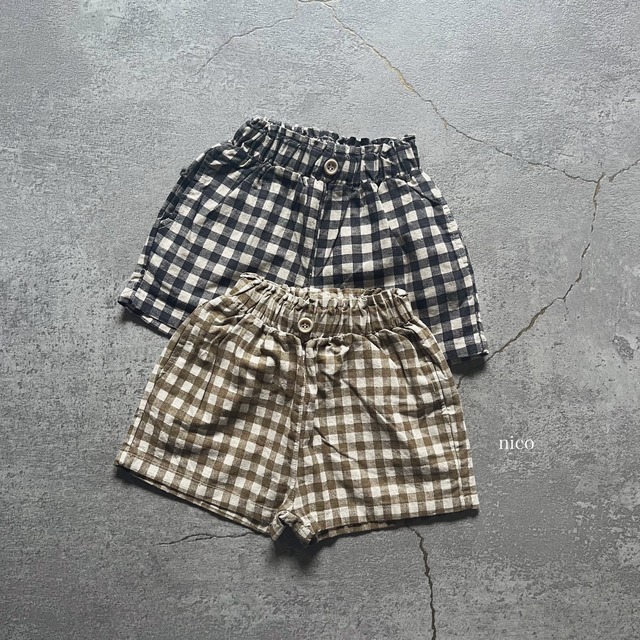 nunu ギンガムチェックショートパンツ(80-100サイズ)