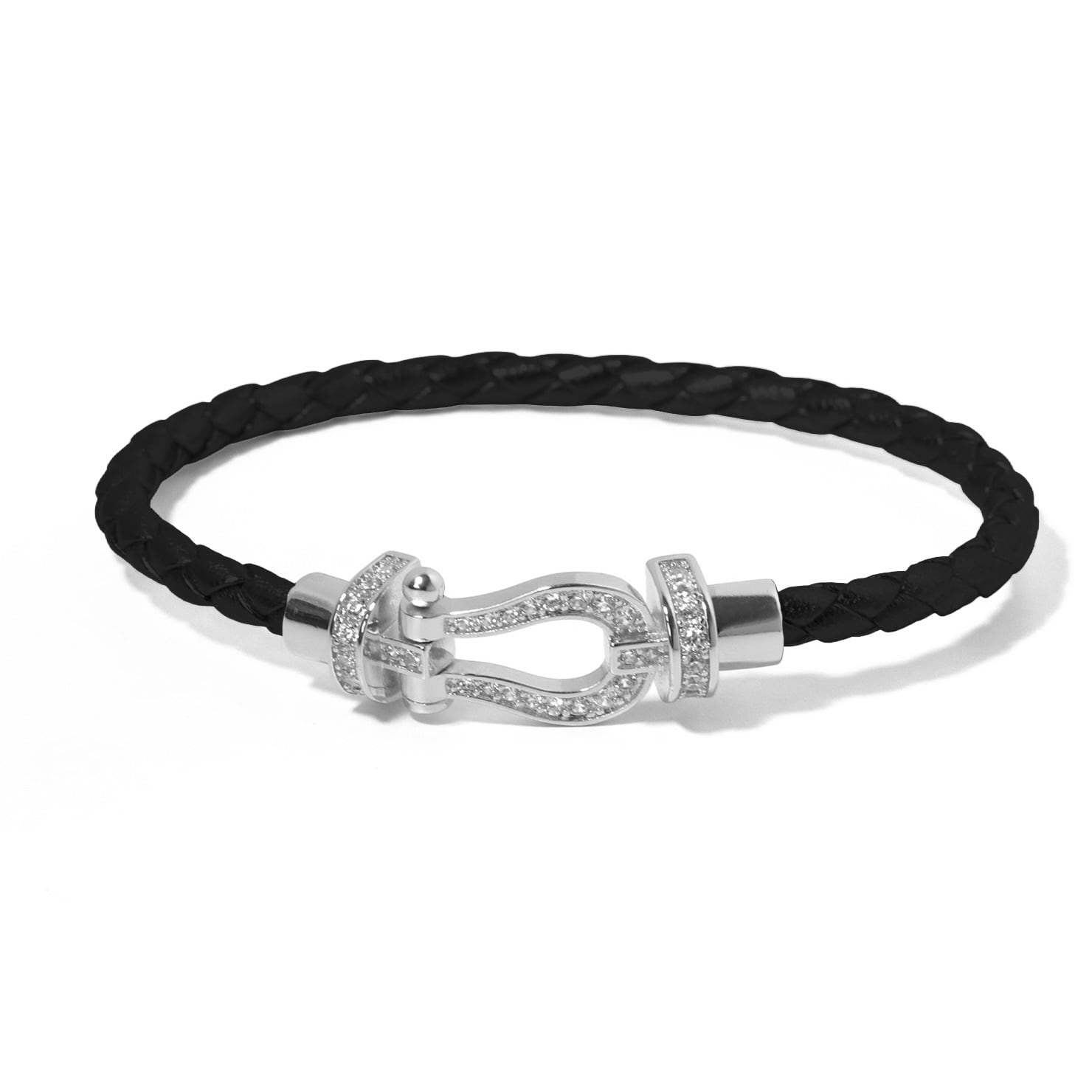 Eternal Bond Leather Bracelet(ブラック×シルバー)