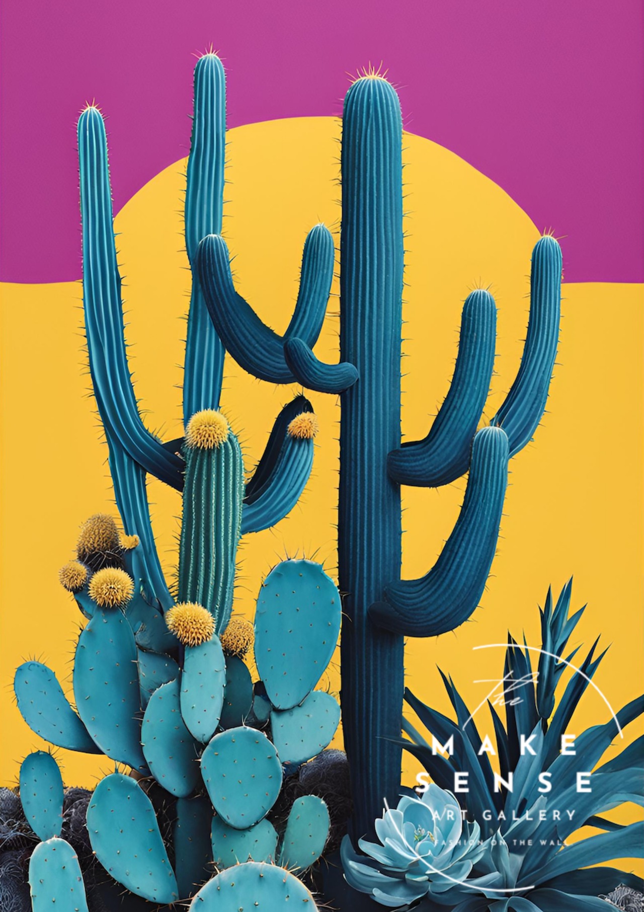 覇王樹｜カラフル×レトロポップなサボテンアート｜ヴィンテージ空間を格上げする洗練ポスター｜A4ポスター