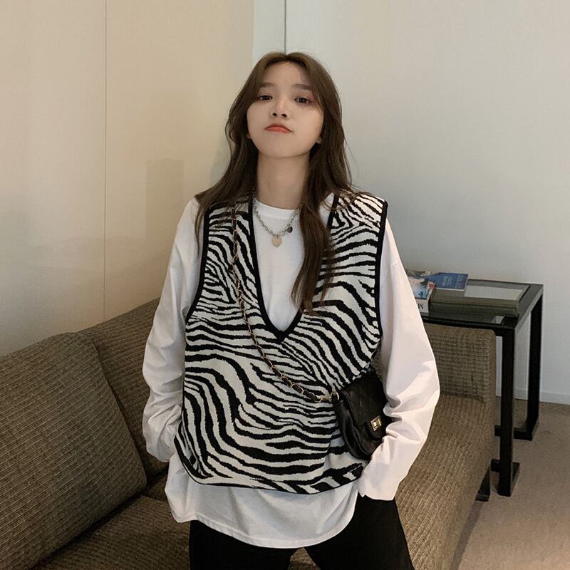 スプリングオータムルーズセーター スタンダードパターンニットレディースVネックジャケット レトロ 春物 秋物 スーパーモール11025007305