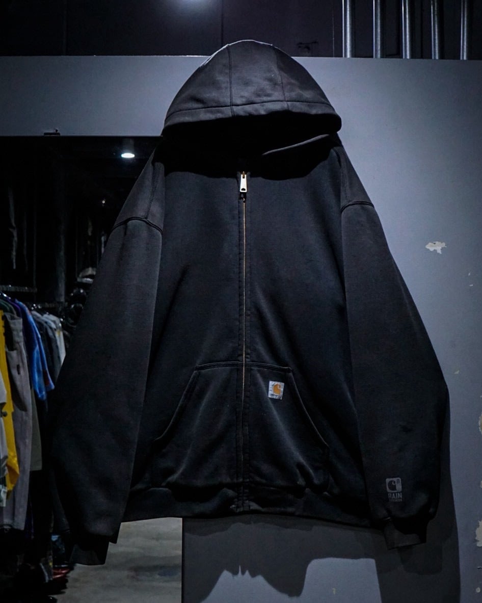 add (C) vintage】“Carhartt Rain Defender” Faded Black Zip-Up