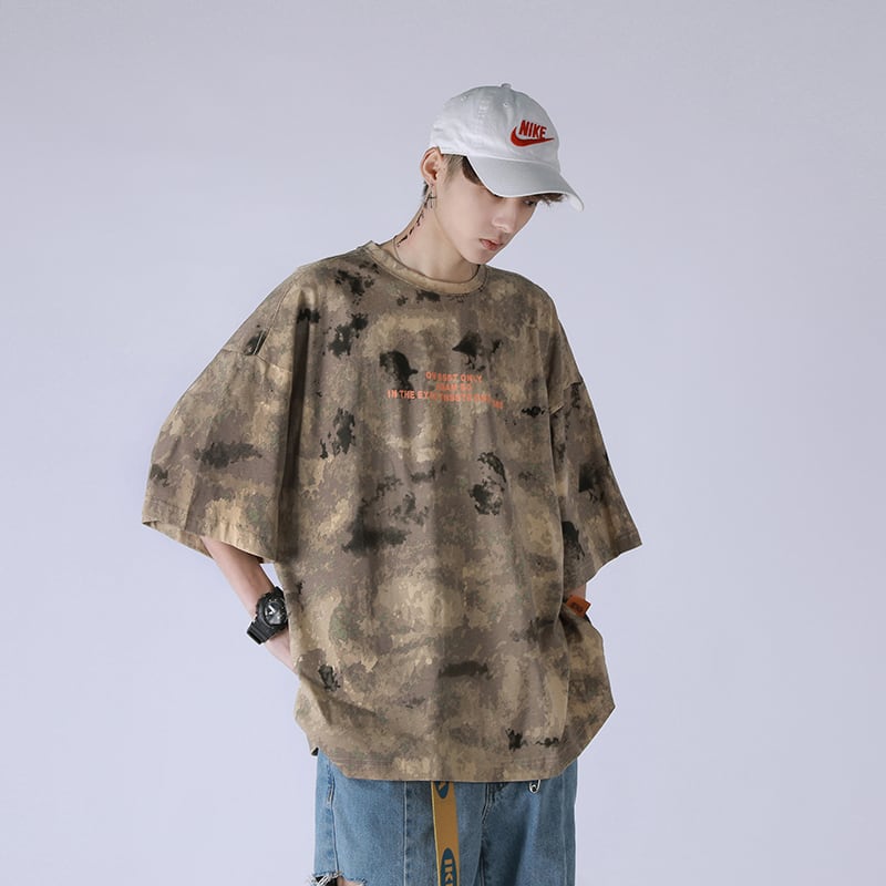 全2色 Tシャツ カットソー 迷彩 総柄 カジュアル おしゃれ